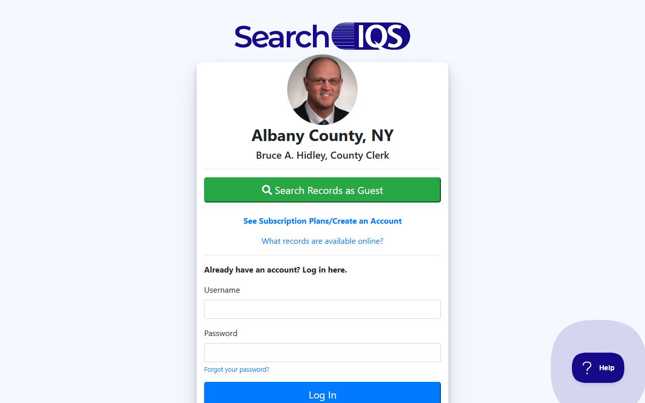 Albany County SearchIQS online record search portal for criminal court records