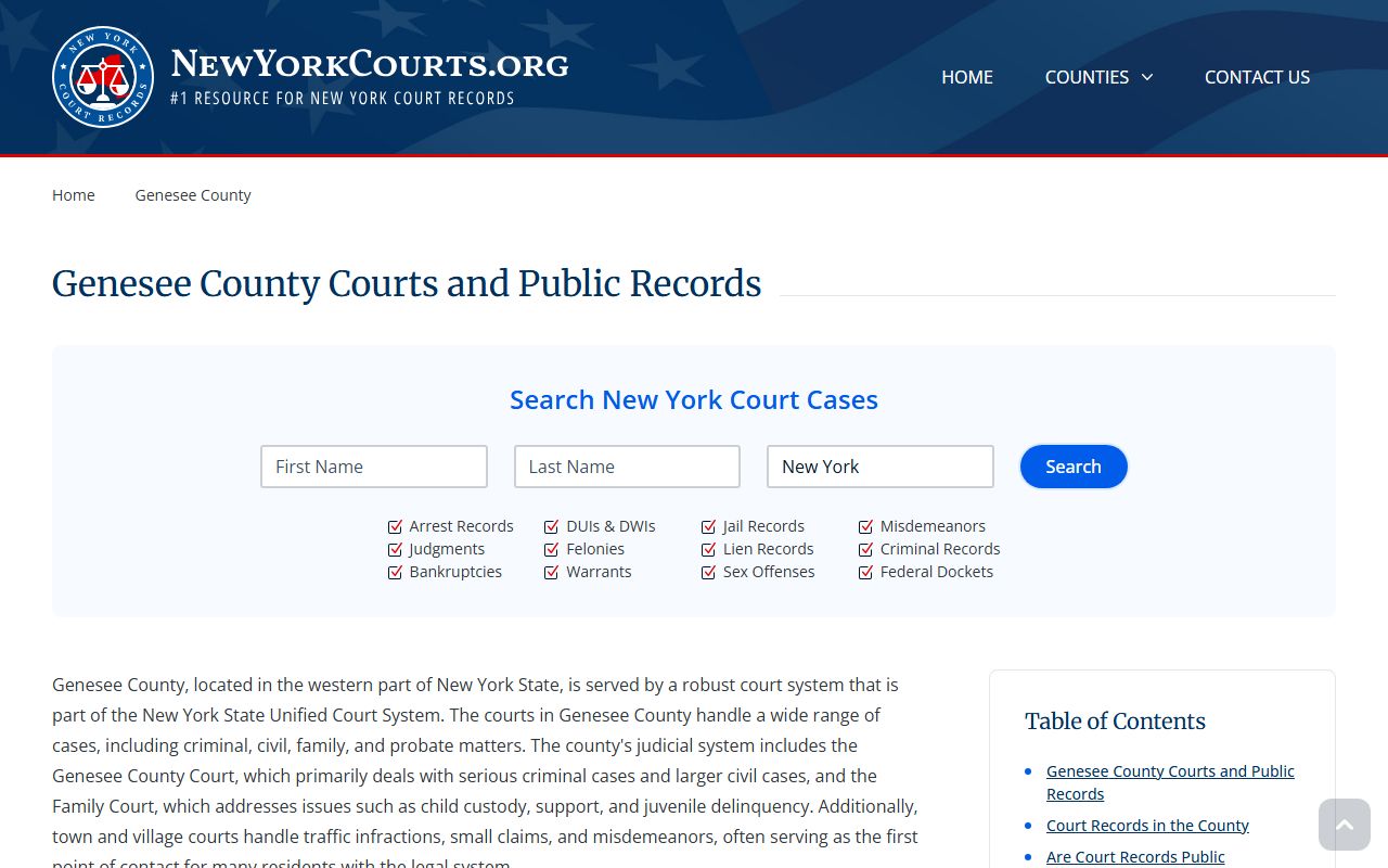 Genesee County Clerk website with records and services information