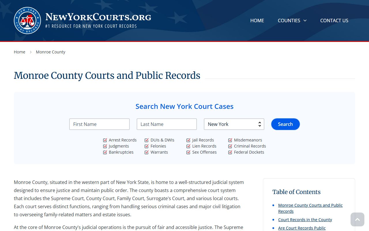 Monroe County court system for Rochester criminal court records