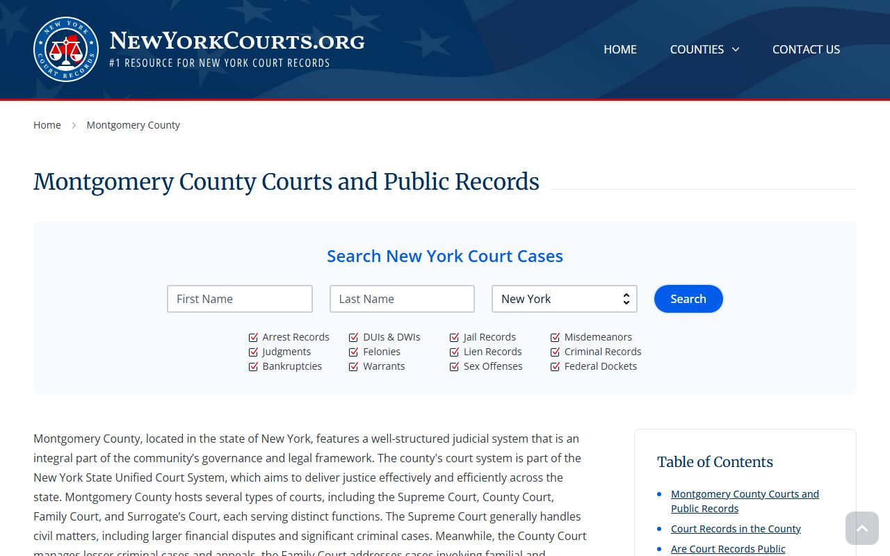 Montgomery County criminal court records information