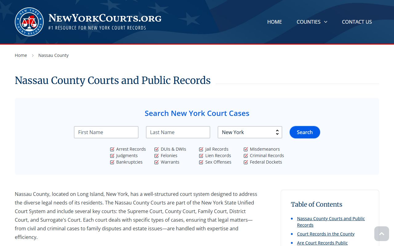 Nassau County criminal court records information