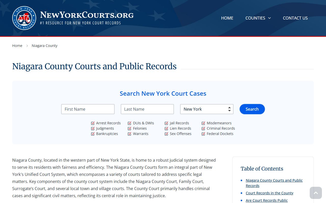 Niagara County criminal court records information