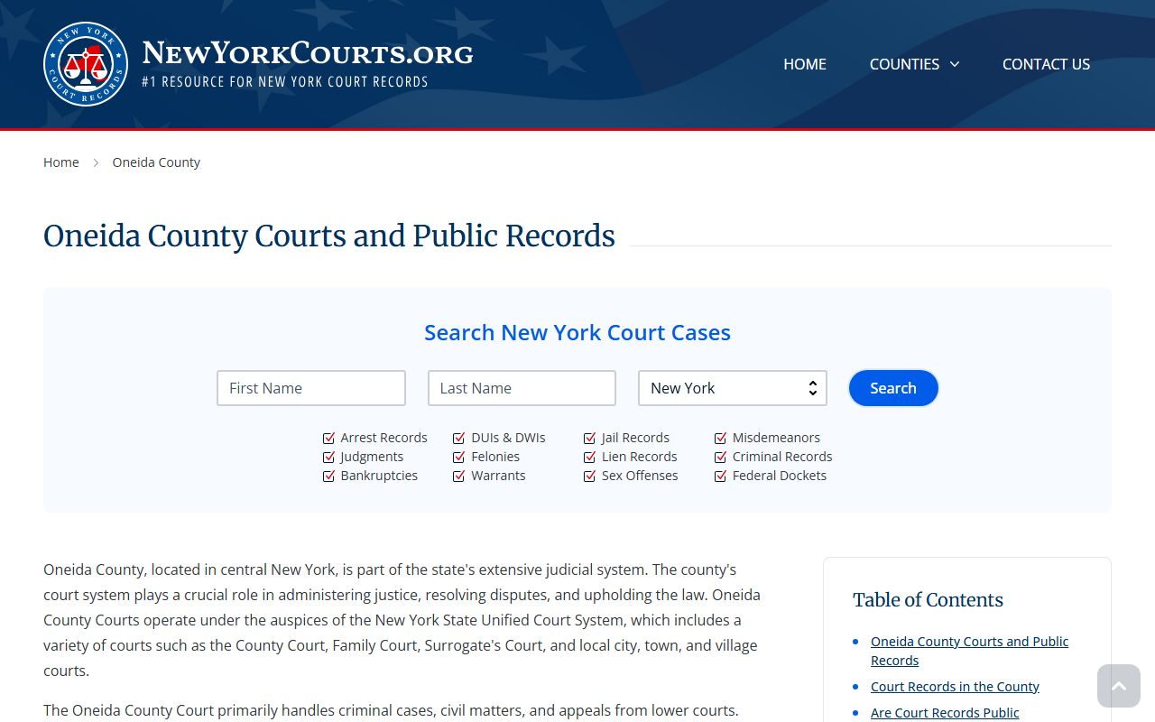 Oneida County Criminal Court Records search resource