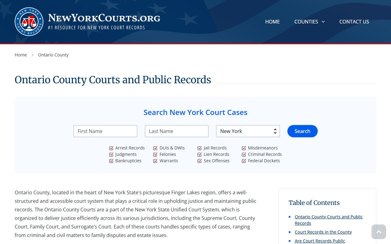 Ontario County Criminal Court Records resource