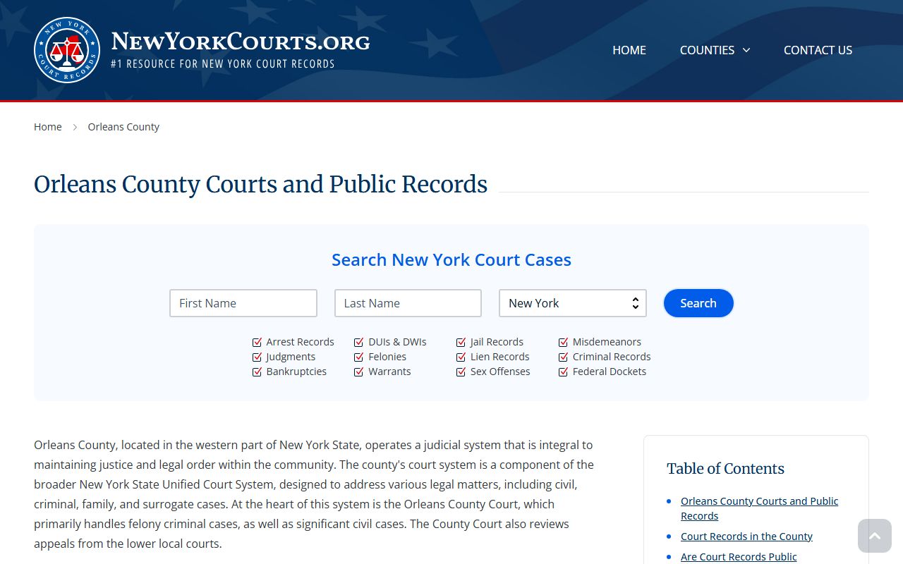 Orleans County Criminal Court Records resource