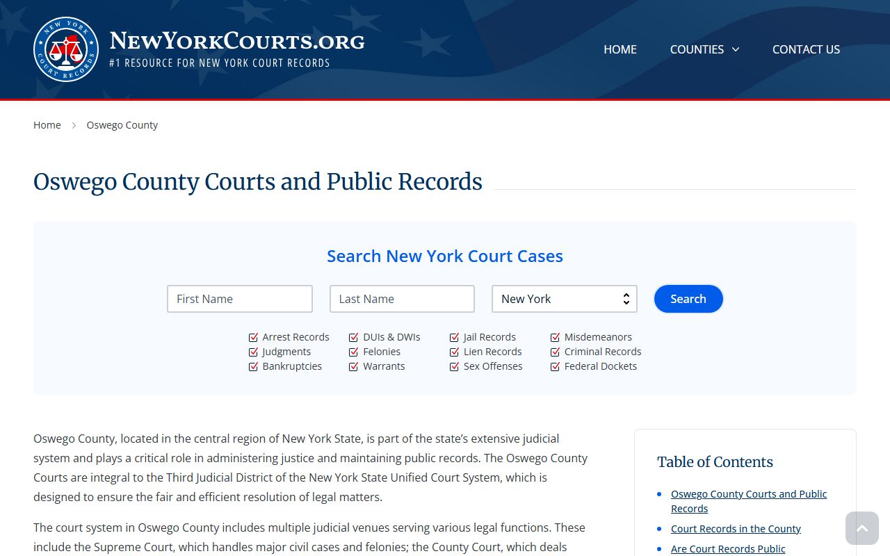 Oswego County Criminal Court Records resource