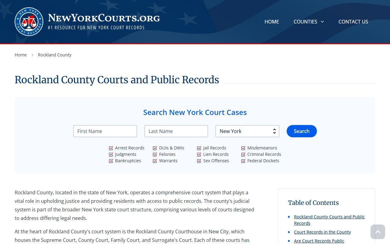 Rockland County Criminal Court Records resource