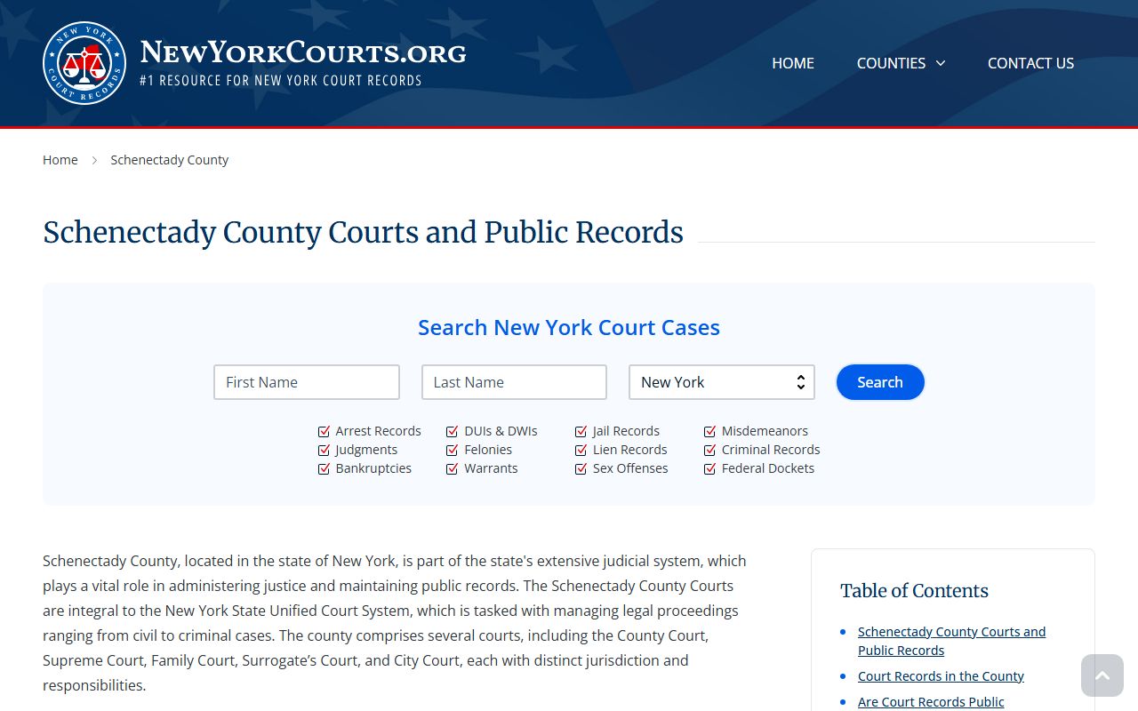 Schenectady County Criminal Court Records resource