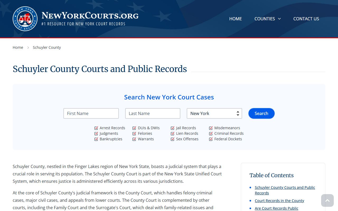 Schuyler County Criminal Court Records resource