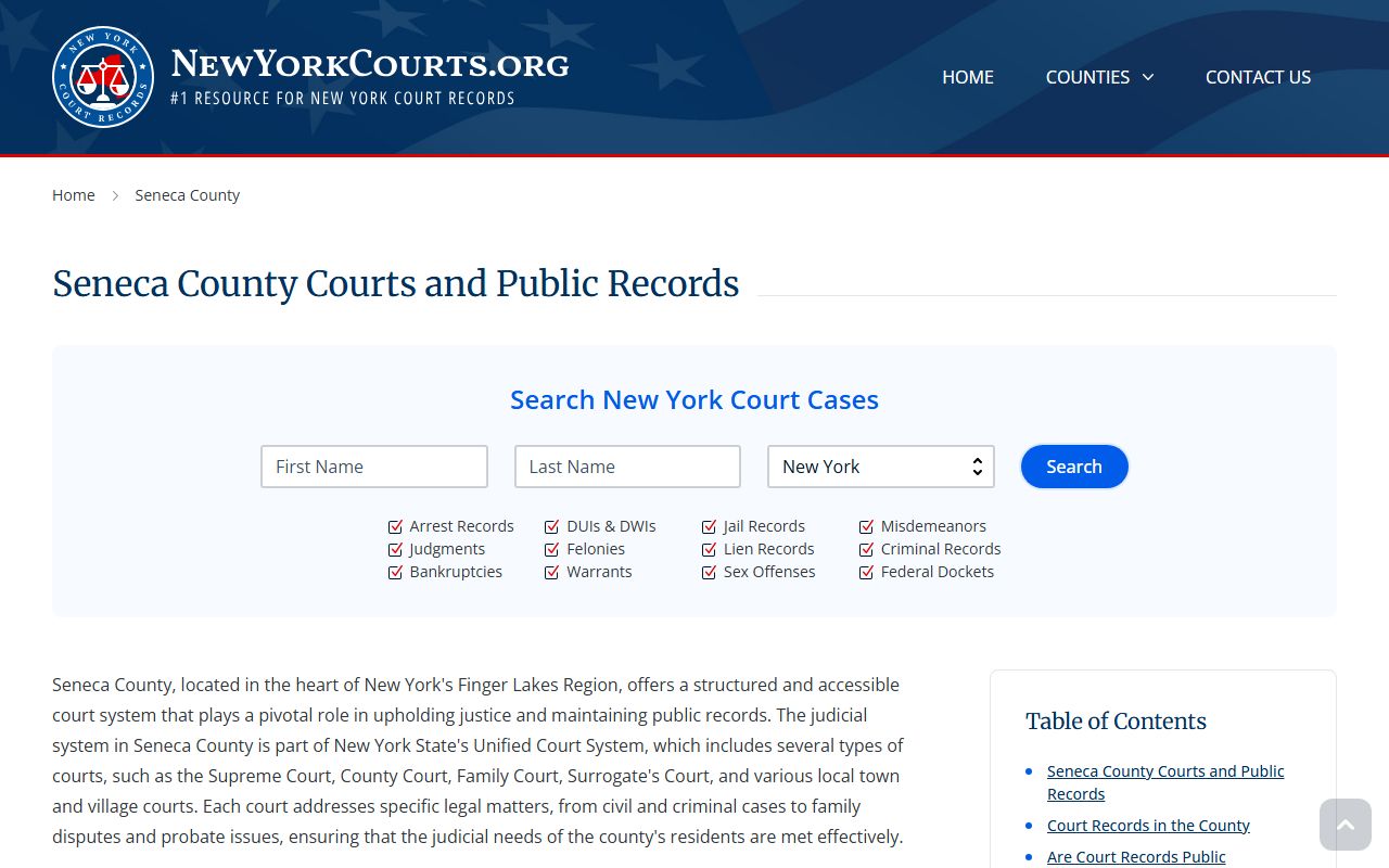 Seneca County Criminal Court Records resource