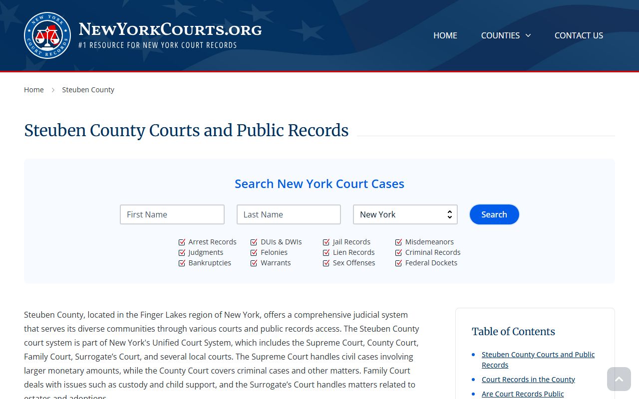 Steuben County Criminal Court Records resource