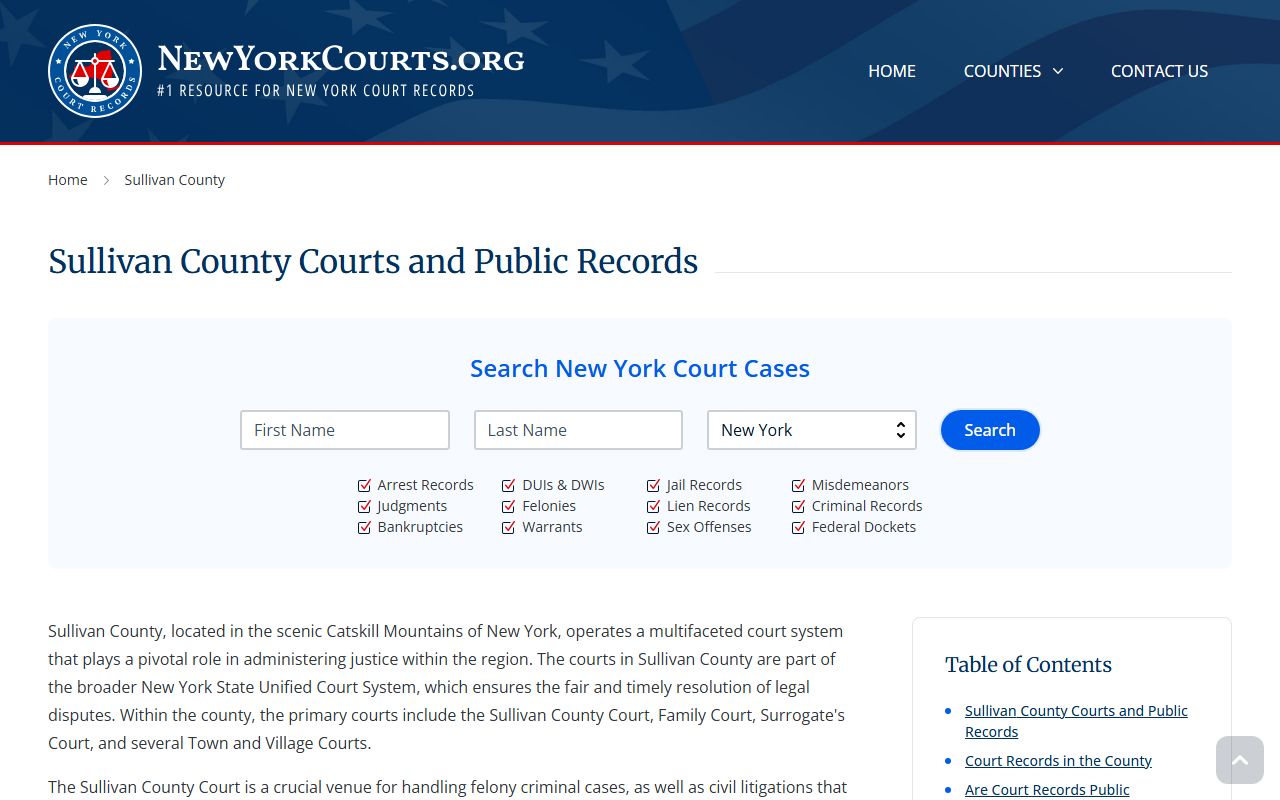 Sullivan County Criminal Court Records resource