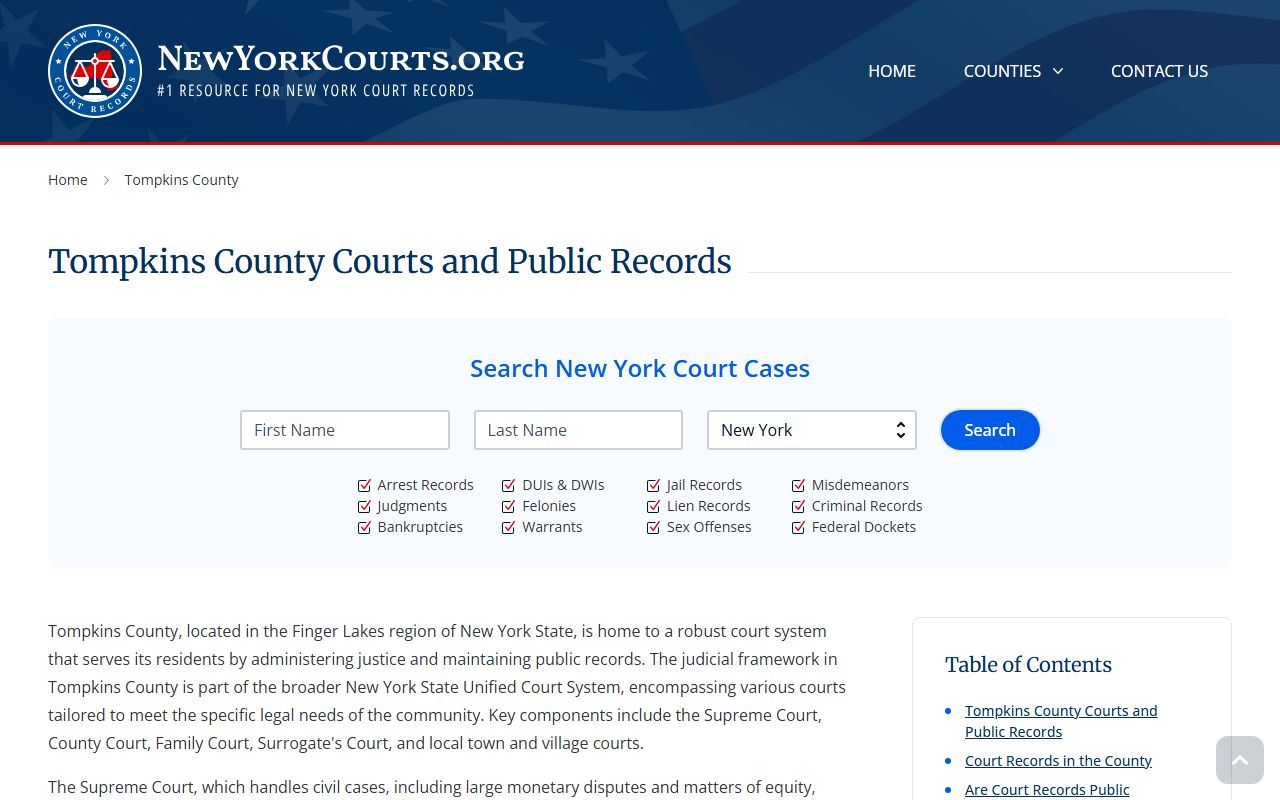 Tompkins County criminal court records search resources