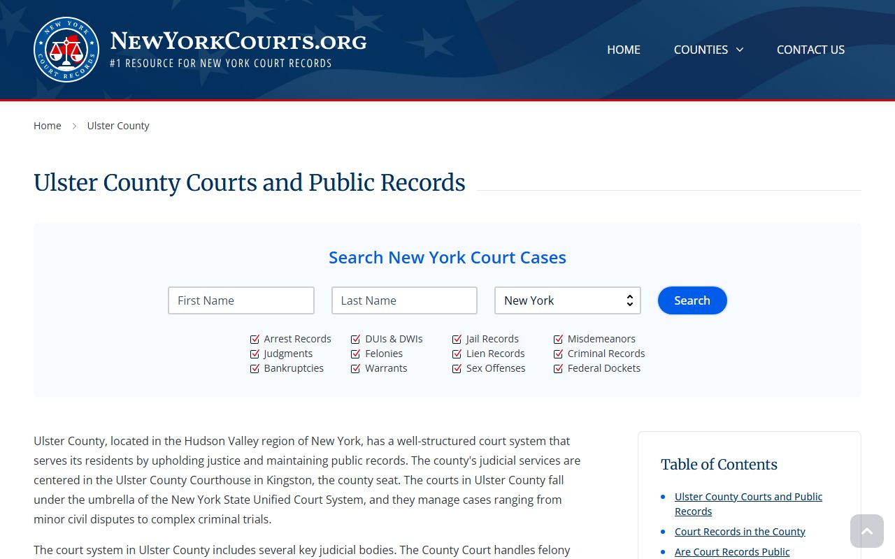 Ulster County criminal court records search portal