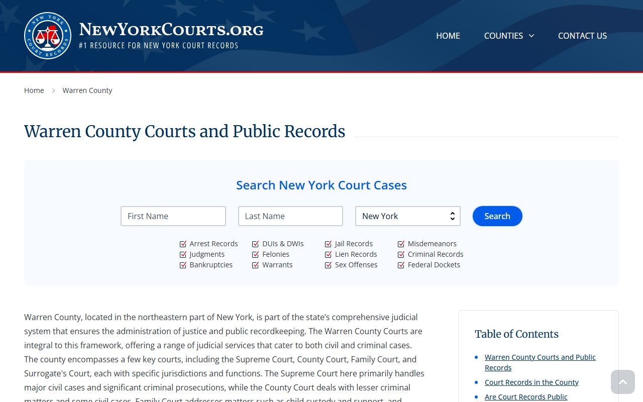 Warren County criminal court records search resources