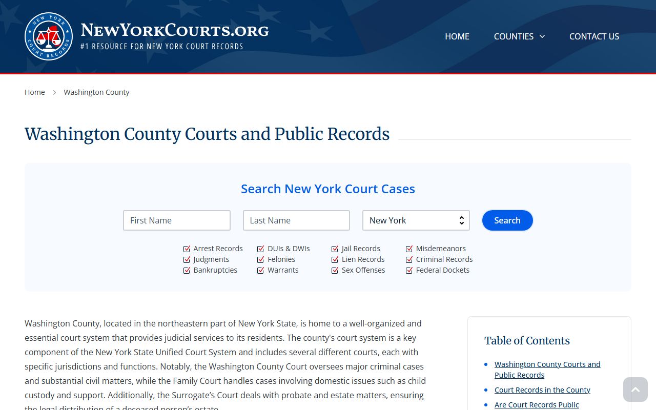 Washington County criminal court records search resources