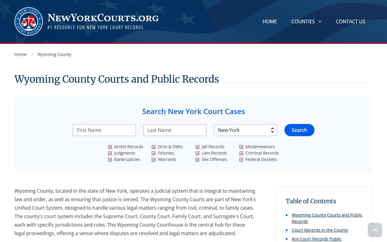 Wyoming County criminal court records search resources